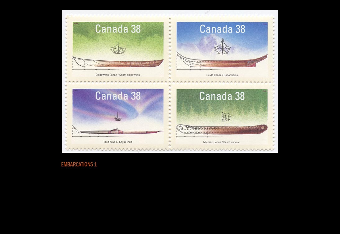 timbres embarcations canadiennes, canot amrindien